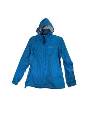 Marmot Women's Gorpcore Outdoorsy Blue Utility Waterproof Hooded Jacket